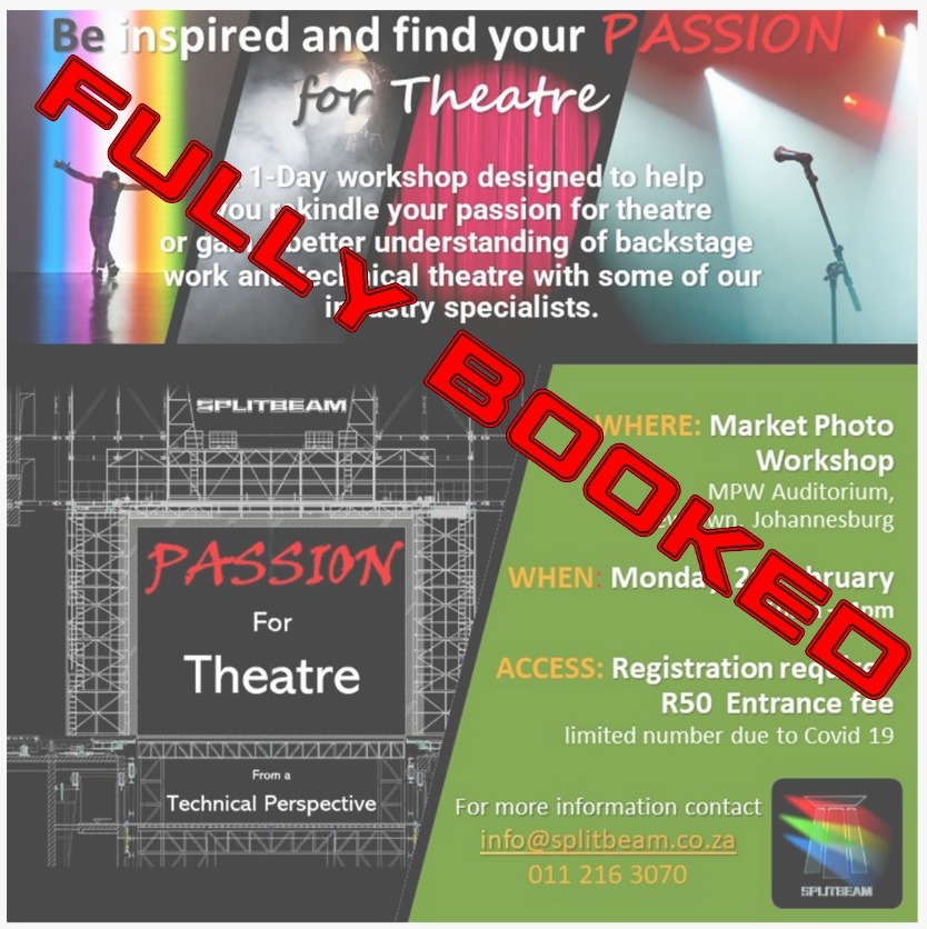 Due to the overwhelming response The Passion for Theater from a Technical Perspective is FULLY BOOKED unfortunately we can no longer accept any more registrations.