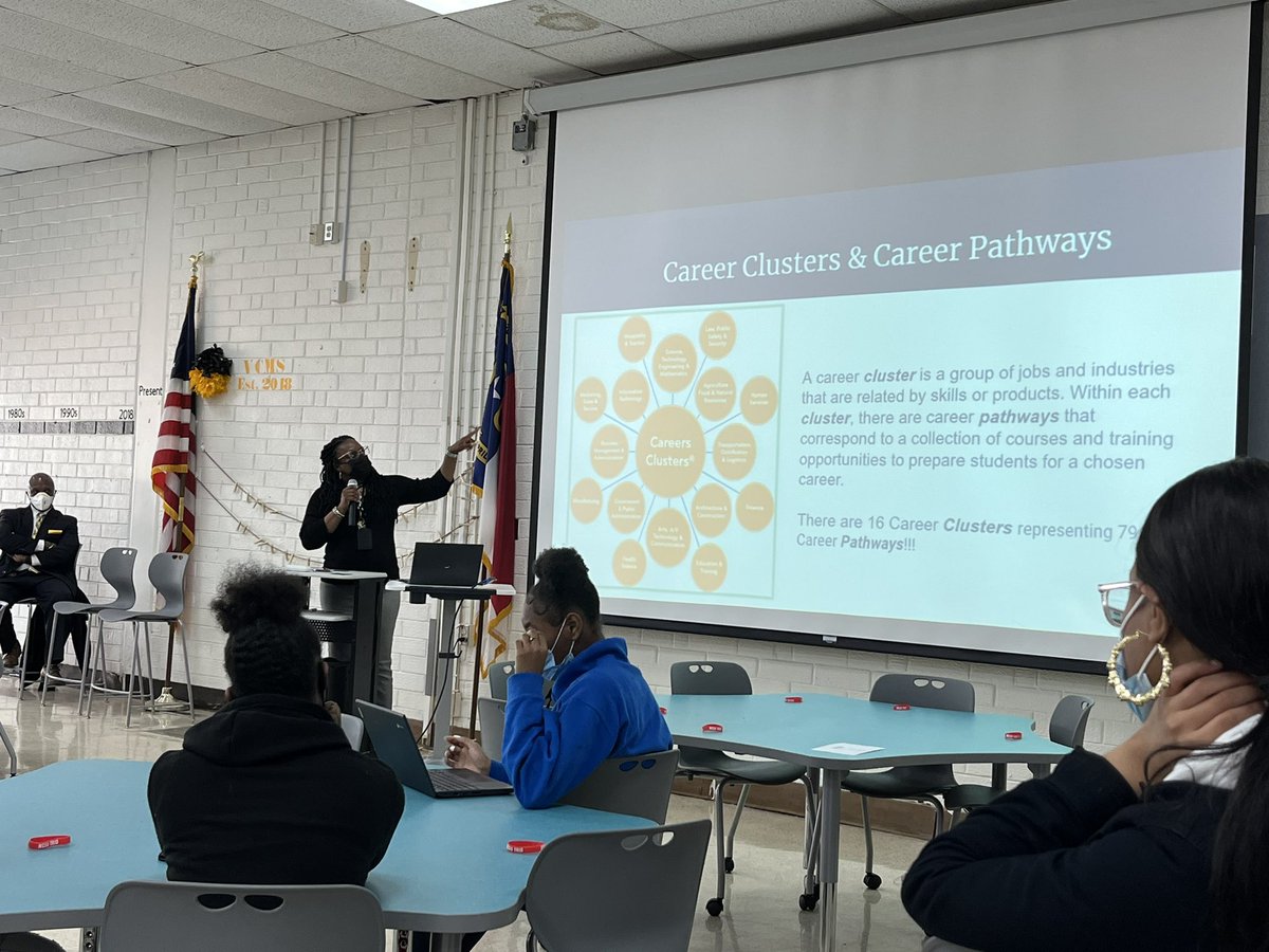 LaShawnHawley's tweet photo. It was a pleasure to speak with rising 9th graders at Vance County Middle School @VCMiddle about #CTE programs at the high schools. This was a perfect opportunity to promote and plant seeds about programs &amp; career development! #CTEMonth #CTEforNC #goCTEvcs https://t.co/IxzbHM2bWF