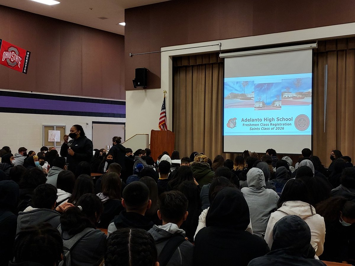 Awesome job <a href="/Adelanto_Saints/">AdelantoSaints</a> and Central Enrollment! Feeder School and Enrollment Assembly at Melva Davis Middle School! We look forward to seeing you at the Adelanto High Enrollment Fair on 3/13 @ 11 am! @Adelanto_ESD <a href="/VVUHSD/">Victor Valley UHSD</a> @michaelwillif15