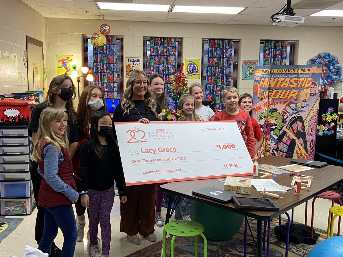 NISDGTAA's tweet photo. Congratulations ⁦@lacygreco3⁩, GT Specialist at ⁦@NISDLeonSprings⁩ on earning an H‑E‑B Excellence in Education Award! ⭐️ ⁦@HEB⁩ ⁦@NISD⁩ #NISDReunited https://t.co/67SEvqmcYG
