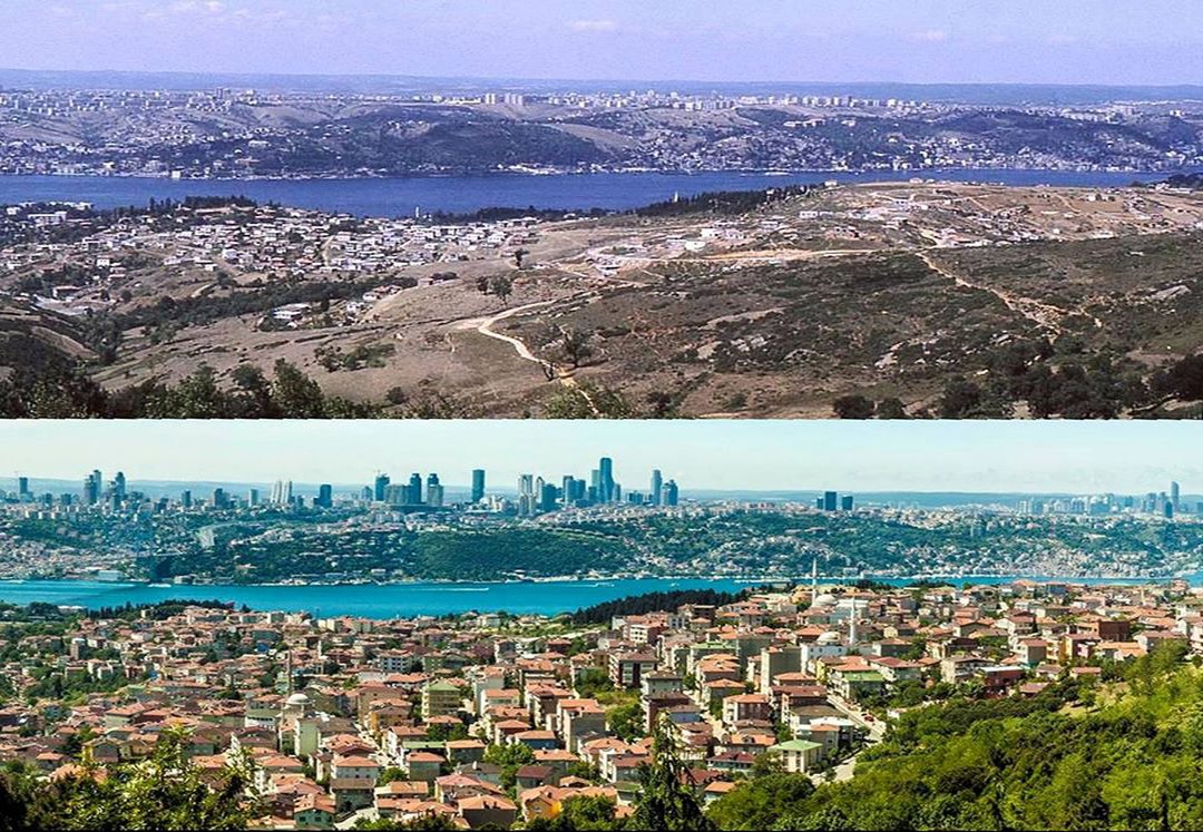 Same view of Çamlıca, İstanbul 40 years apart, 1978 and 2018