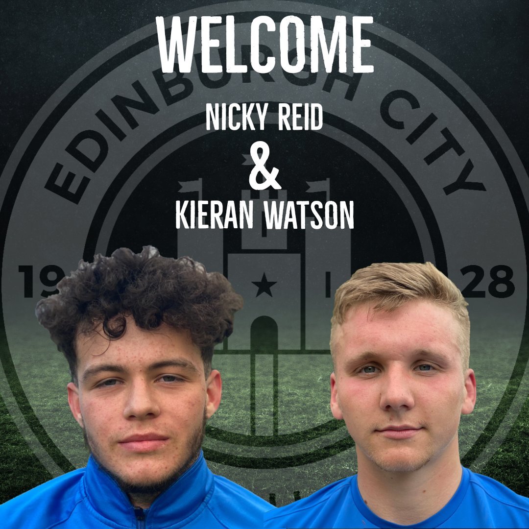 EdinburghCityFC's tweet photo. We are delighted to announce the signings of Nicky Reid and Kieran Watson on pre contracts from @PenicuikAth, they will continue to play for Penicuik for the rest of the season and join us in the summer!

Welcome to Edinburgh City 

⚫️⚪️ https://t.co/yXHL8jMIjU