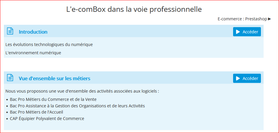 ecoges_edu_num's tweet photo. 📢Un parcours M@gistère d'accompagnement aux usages pédagogiques de l'#ecomBox est accessible en auto-inscription.
Au programme :
📌présentation de la suite applicative,
📌usages dans la #VoieProfessionnelle
📌usages en #STMG
📌usages en #BTS
🖱️ https://t.co/BaejUnoCje https://t.co/sf1KtoUdwI
