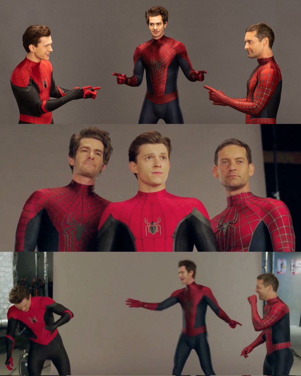 MarvelDato's tweet photo. IMPOSIBLE NO AMARLOS. La química que hay entre Tom Holland, Tobey Maguire y Andrew Garfield 💕 necesitamos un SPIDERVERSE 2.0

#SpiderManNoWayHome https://t.co/d6j2g75UCy