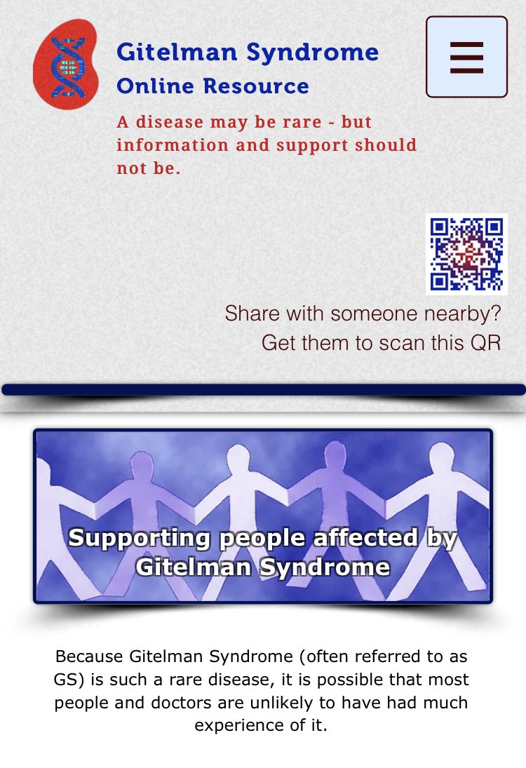 gitelmansuk's tweet image. Now with a shareable QR Code #GitelmanSyndrome #RareDiseases #RareDiseaseDay #rarerenal #lowpotassium