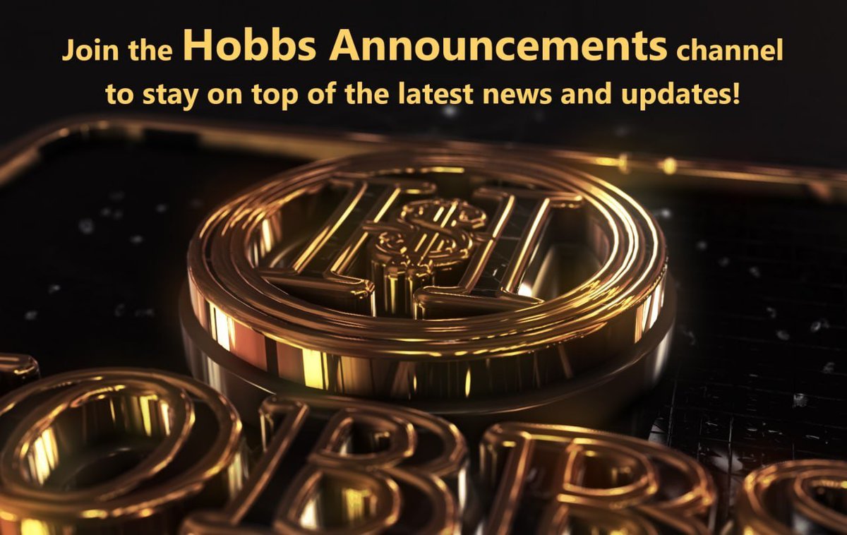 HobbsToken's tweet photo. ❗️The Hobbs Announcements channel is now open!

Join Hobbs Announcements (https://t.co/Bs3sBgKhcf) to always stay on top of the latest news and updates! Don't forget to keep your notifications on!

https://t.co/Bs3sBgKhcf https://t.co/grFrKYLham