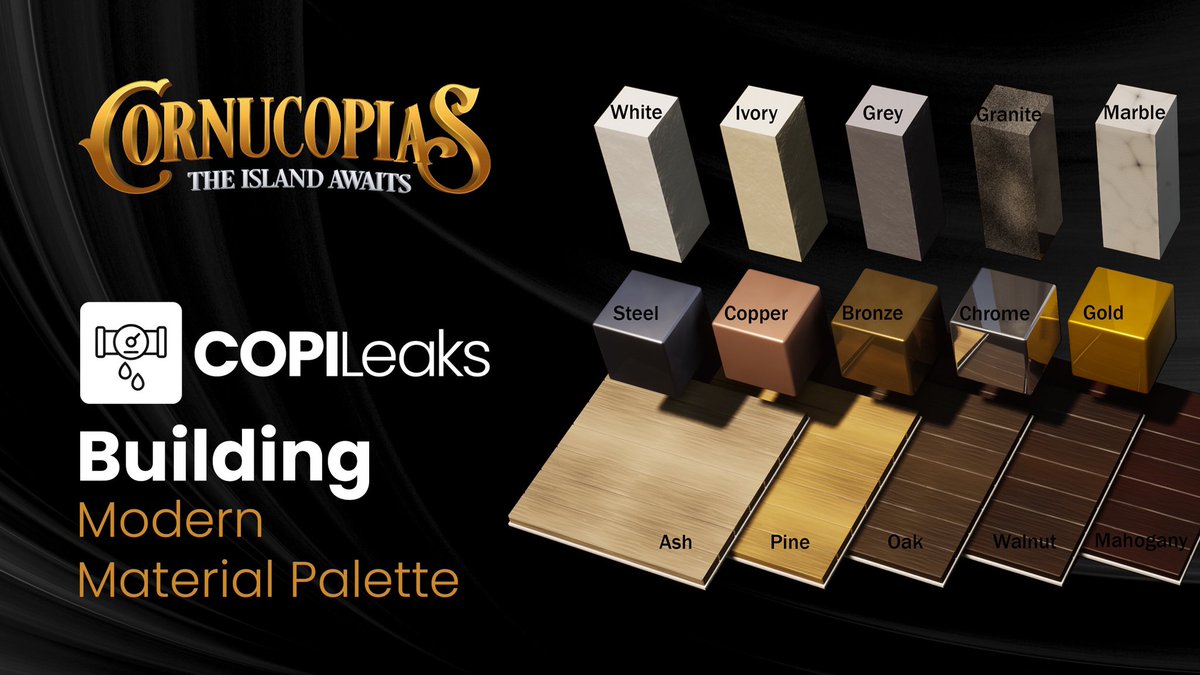 InfinityRisingX's tweet image. #COPILeaks

Check out this awesome Modern Material Palette! This has been created for our in-game building feature. 👷🛠

What do you think? 🏝🚀

#CornucopiasGame #Crypto #Cryptocurrency #NFT #NFTs #PlayToEarn #Metaverse #Cardano #CardanoGaming