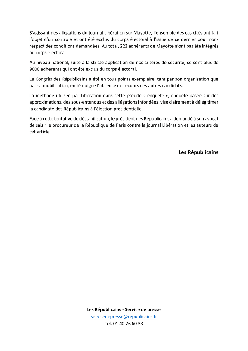 lesRepublicains's tweet photo. Communiqué relatif au Congrès des Républicains de décembre 2021. https://t.co/mWAYW6LzHO