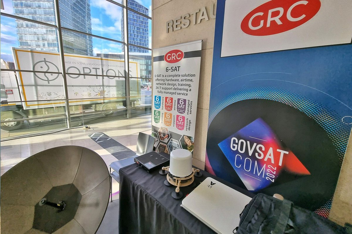grcltd's tweet photo. All set up for tomorrow at #GOVSATCOMΒ 2022 in #Luxembourg ready to show off some of the world's finest #satellite terminals with kit from @Satcubeterminal @TampaMicrowave and #GetSAT it's looking like a super show with speakers covering all aspects of the #satcom industry π‘π https://t.co/Kss7T9V1p1