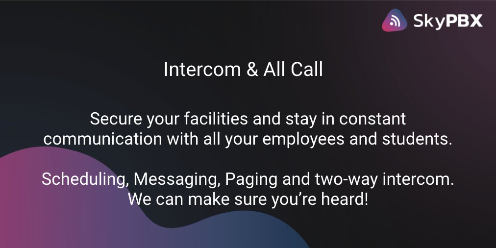 SkyPBX's tweet photo. Make sure you're always in contact with your employees and students with our Intercom &amp; All Call option. For more information check out our website https://t.co/kRpxnrXwbd #telecommunication #voip #voipservices https://t.co/UNWH35l2Ya