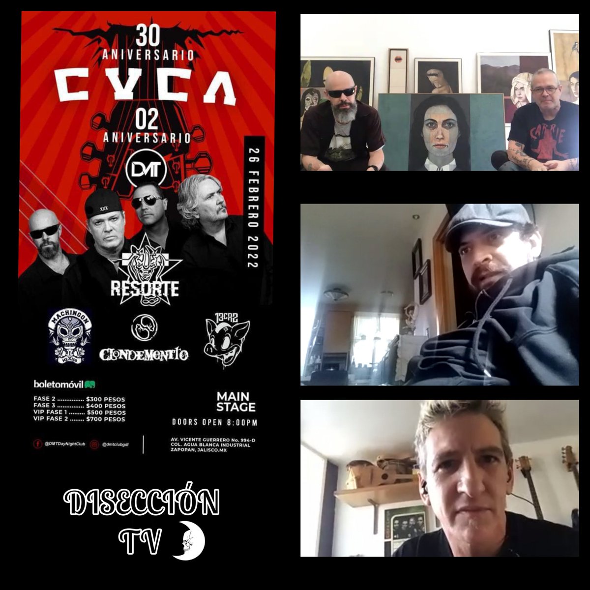 SandymoonMX's tweet photo. #cuca celebrará su 30 aniversario y el 2do aniversario del club DMT junto con agrupaciones destacadas de la escena musical mexicana como lo son: #RESORTE #MACHINGON #CLONDEMENTTO y #13CR2 el 26 de feb en las instalaciones del club en Zapopan Jalisco, 8 pm #sandymoon #rt https://t.co/87nrm1ppSh