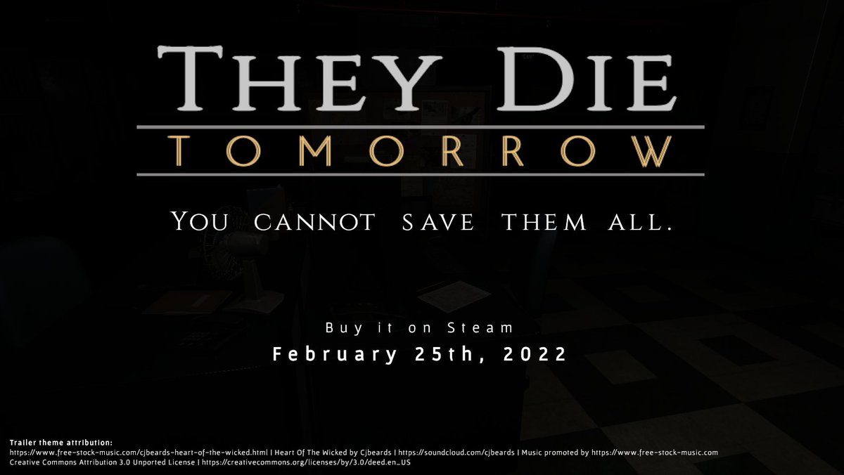 Two days from now, They Die Tomorrow releases on Steam in Early Access! Wishlist the game so you'll be notified when it goes live February 25th at noon EST! 😁

Also, for any announcements over launch weekend, join our Discord. Link is in our bio!

#wishlistwednesday #horrorgame
