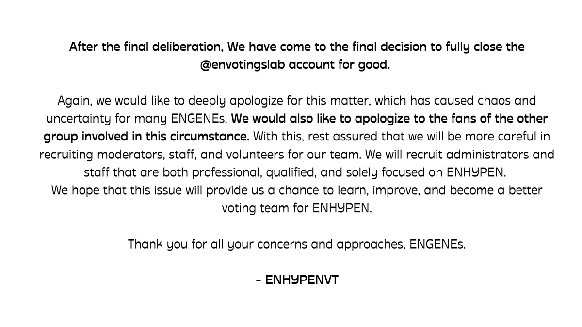 ENHYPENVT's tweet photo. [NOTICE] 

This will be long, but please take the time to read it all. We apologize once again, ENGENEs. 🙏 https://t.co/RCAEy6FLZ5