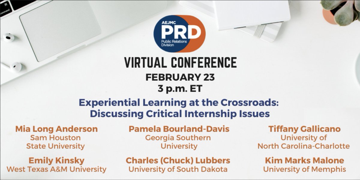 Week 4 of the 2022 #PRDVirtualConf starts today at 3 p.m. <a href="/AEJMC_PRD/">AEJMC PRD</a> ⭐️rock stars⭐️ <a href="/Gallicano/">Tiffany Gallicano</a>, <a href="/DrChuckLubbers/">Chuck Lubbers</a>, <a href="/ksmarks/">Kim Marks Malone, APR, Fellow PRSA 🚢 3️⃣0️⃣</a>, @ekinsky, <a href="/bourlanddavis/">bourlanddavis</a>, and <a href="/mrsandersonphd/">brandmia</a> will share important issues facing interns and internship supervisors. Register @ usfca.qualtrics.com/jfe/form/SV_cY…