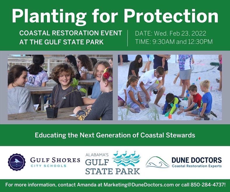 GulfShoresBOE's tweet photo. Great weather for the Planting for Protection event! Students from all three schools were able to experience restoration in our area with the help of Gulf State Park-Alabama and Dune Doctors! #makewaves https://t.co/9AEGCl0lM0