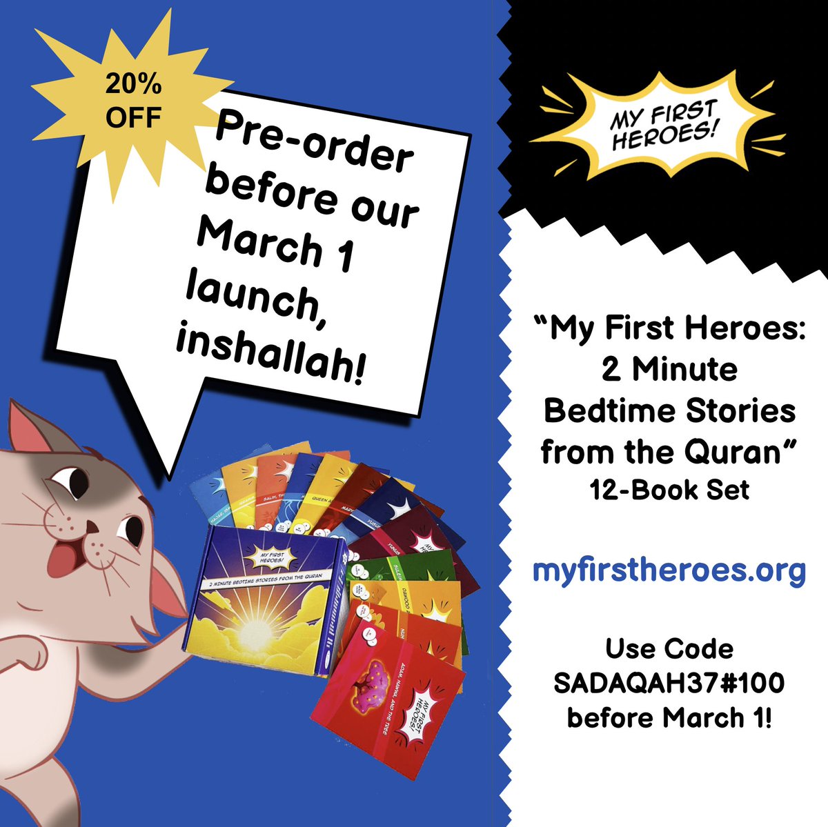 We're 1 week away from  official launch: fun books for nurturing our own little heroes. The pre-orders have been so helpful - &amp; exciting! Here's a special discount for any final pre-orders before we launch inshallah! #diverse #charachterbuilding resources