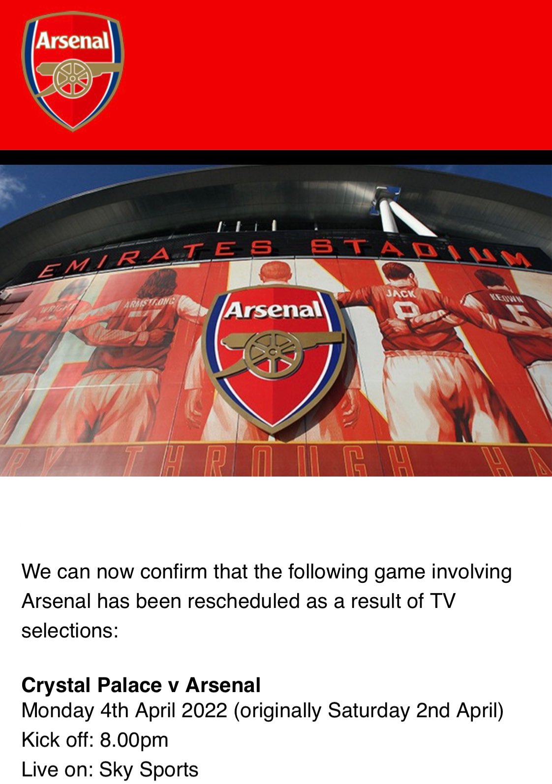 Arsenal Japan 4月第1と2週の日程が決定しました Crystal Palace A 4月4日 月 00 K O 日本時間 5日 火 04 00 Brighton H 4月9日 土 15 00 K O 日本時間 23 00 第3週以降は後日発表です パレス戦からは夏時間になるので 日本との時差が8