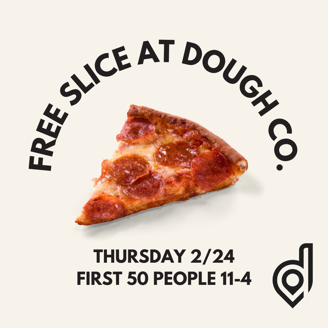 Get ready for your free slice tomorrow with <a href="/doughcopizza/">doughcopizza</a> 🍕 Redeem on the app &amp; enjoy lunch on deetz! <a href="/DrakeUniversity/">Drake University</a>