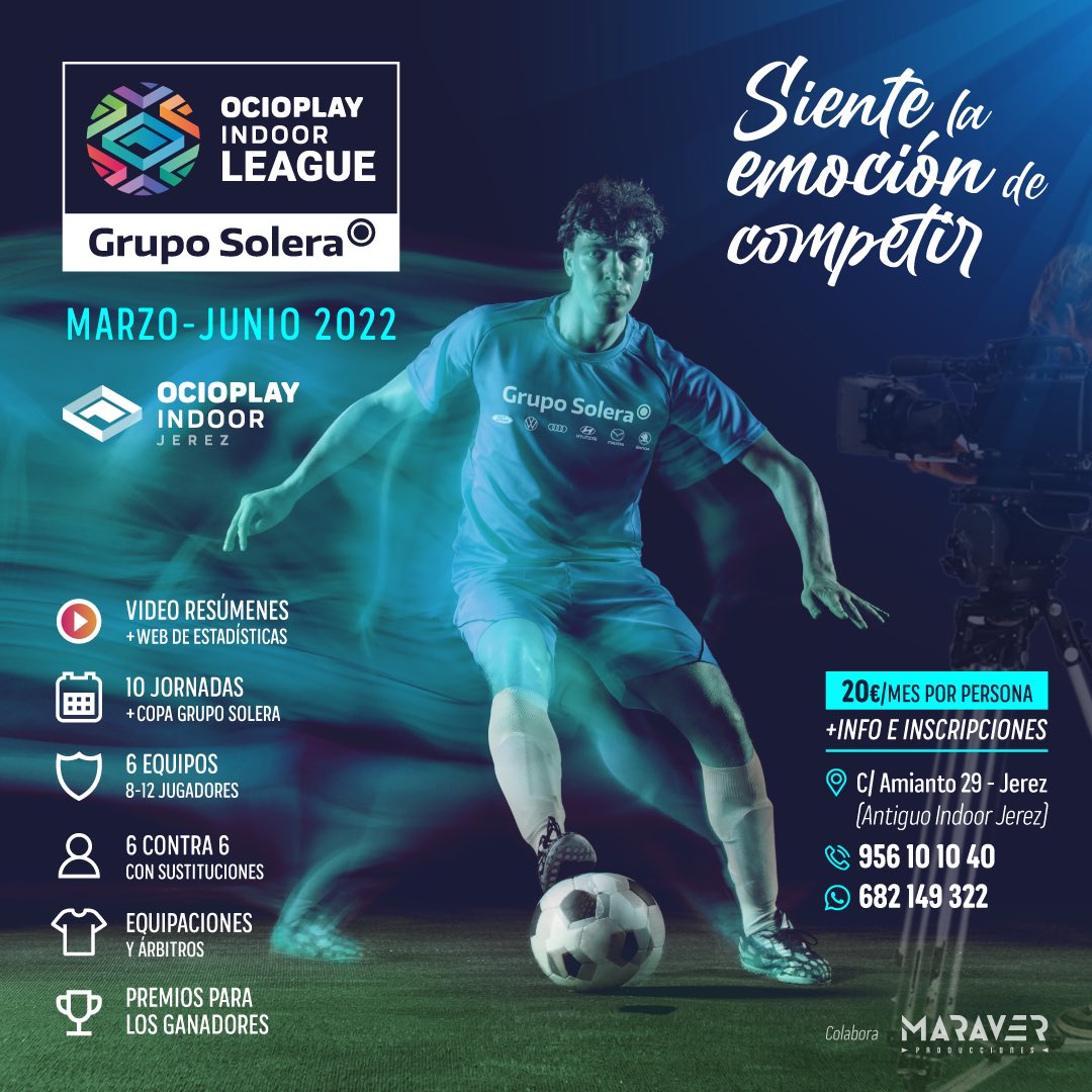 ocioplayindoor's tweet image. 🏆 Os presentamos nuestra última novedad!! “Ocioplay Indoor League” de la mano de @Grupo_Solera ⚽️👏🏼

¡¡Siente la emoción de competir!! Y disfruta de las retransmisiones con la mejor calidad gracias a @MaraverProd 😃

Info y reservas:

📞 956 10 10 40
📲 682 14 93 22