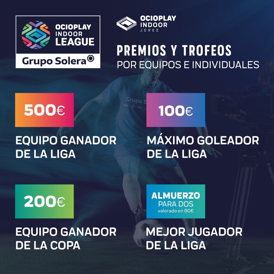 ocioplayindoor's tweet image. 🏆 Os presentamos nuestra última novedad!! “Ocioplay Indoor League” de la mano de @Grupo_Solera ⚽️👏🏼

¡¡Siente la emoción de competir!! Y disfruta de las retransmisiones con la mejor calidad gracias a @MaraverProd 😃

Info y reservas:

📞 956 10 10 40
📲 682 14 93 22