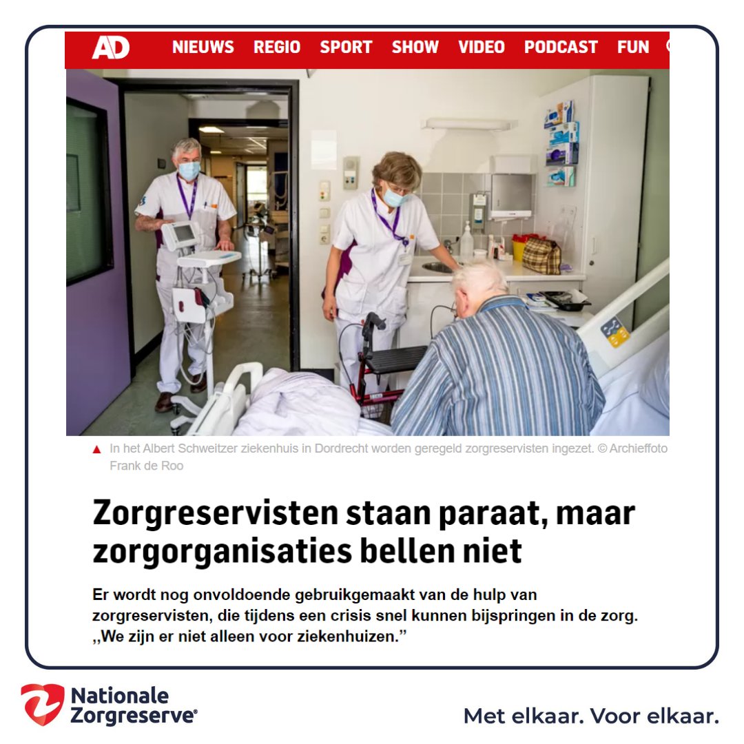 #nationalezorgreserve Ben jij of ken jij een zorgreservist? Ben je een zorgorganisatie met een hulpvraag? Check onze website en meld je aan. We nemen dan spoedig contact met je op.

 nationalezorgreserve.nl

#zorgreservist #zorgorganisatie #samensterker