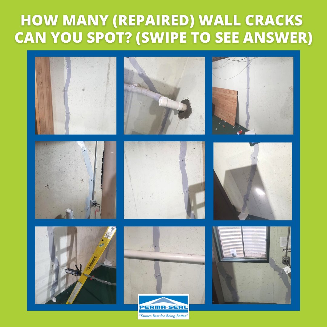 permasealchi's tweet image. How many repaired wall cracks can you spot in the first picture?

Did you get them all? 👀

No matter how many wall cracks are in your basement, Perma-Seal can repair them all!

#GoPermaSeal #WallCrackRepair #SpotThemAll