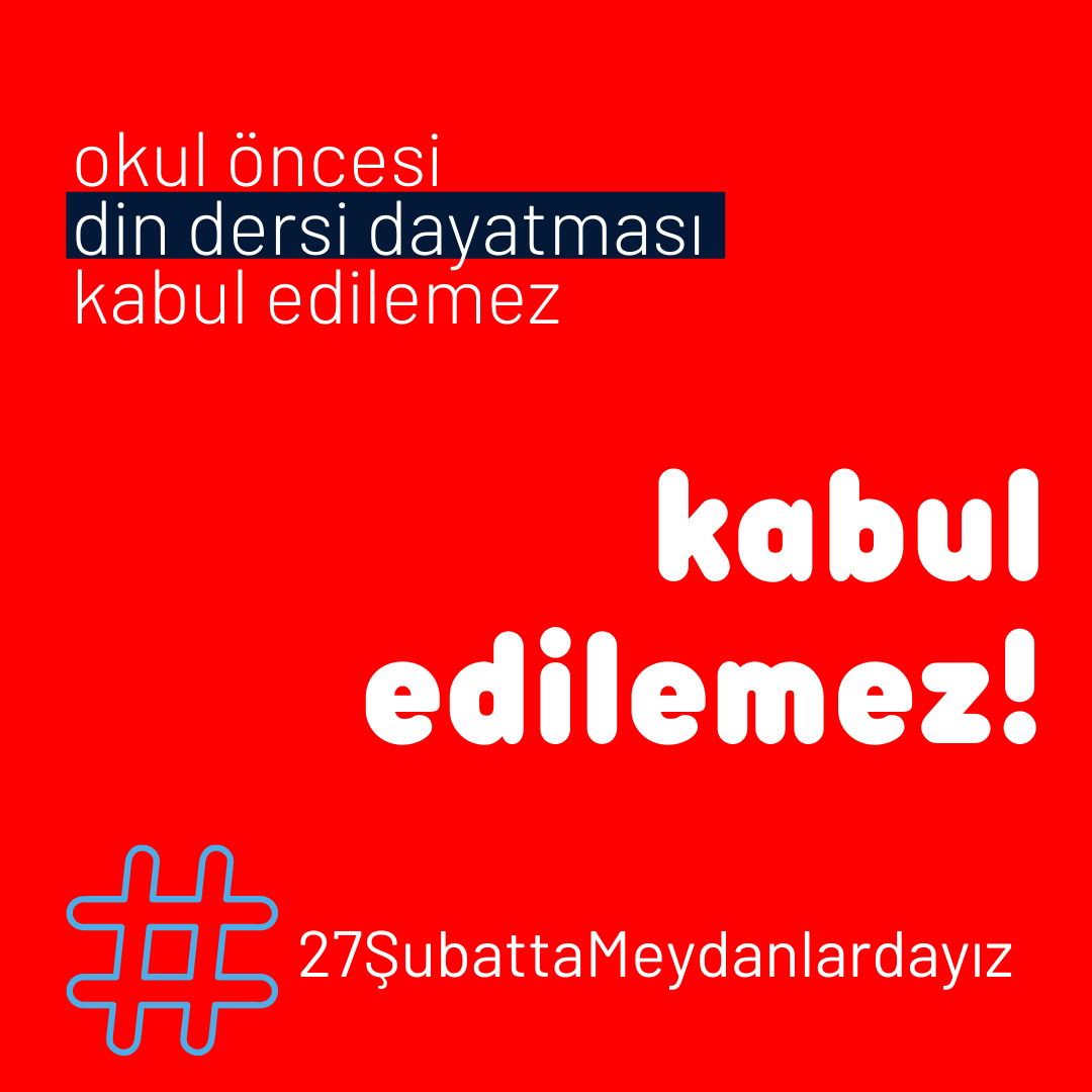 DemokrasiLaik's tweet photo. Okul öncesi din dersi dayatması kabul edilemez!

#27ŞubattaMeydanlardayız https://t.co/LGtn3oIo4L