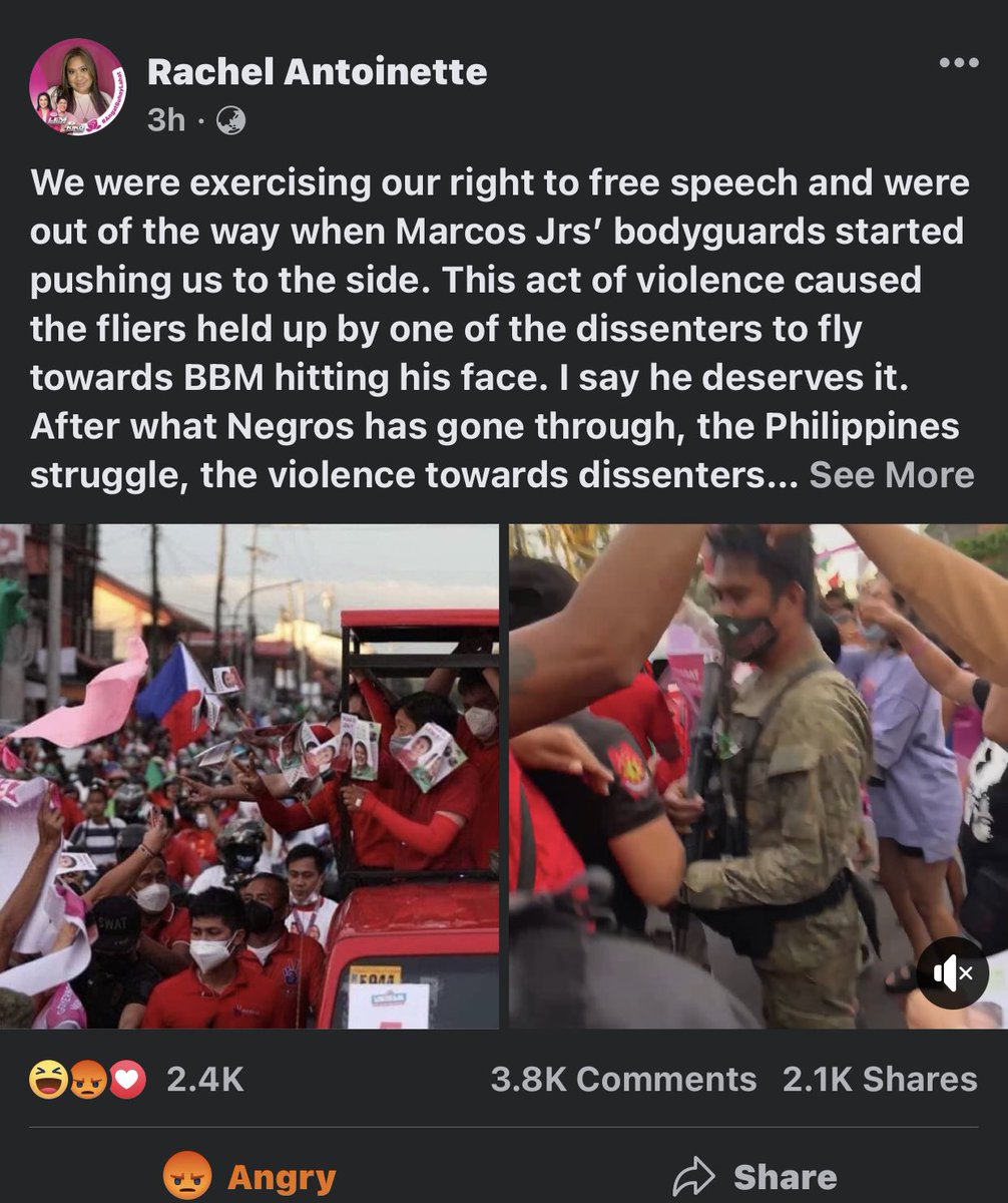 iamprincejanrn's tweet photo. What? exercising your right? yuh! di talaga maiwasan ang away sa politics pero batuhin mo yung tao na wala namang kasalan sayo? Respeto naman sa nakakatanda mo maam. Isipin mo na tatay mo ang binato. Mag antay ka sayong karma. ✌️♥️👊💚
#UnityRide #UniTeam #BBMSARA2022 https://t.co/6l9z8V3yBN