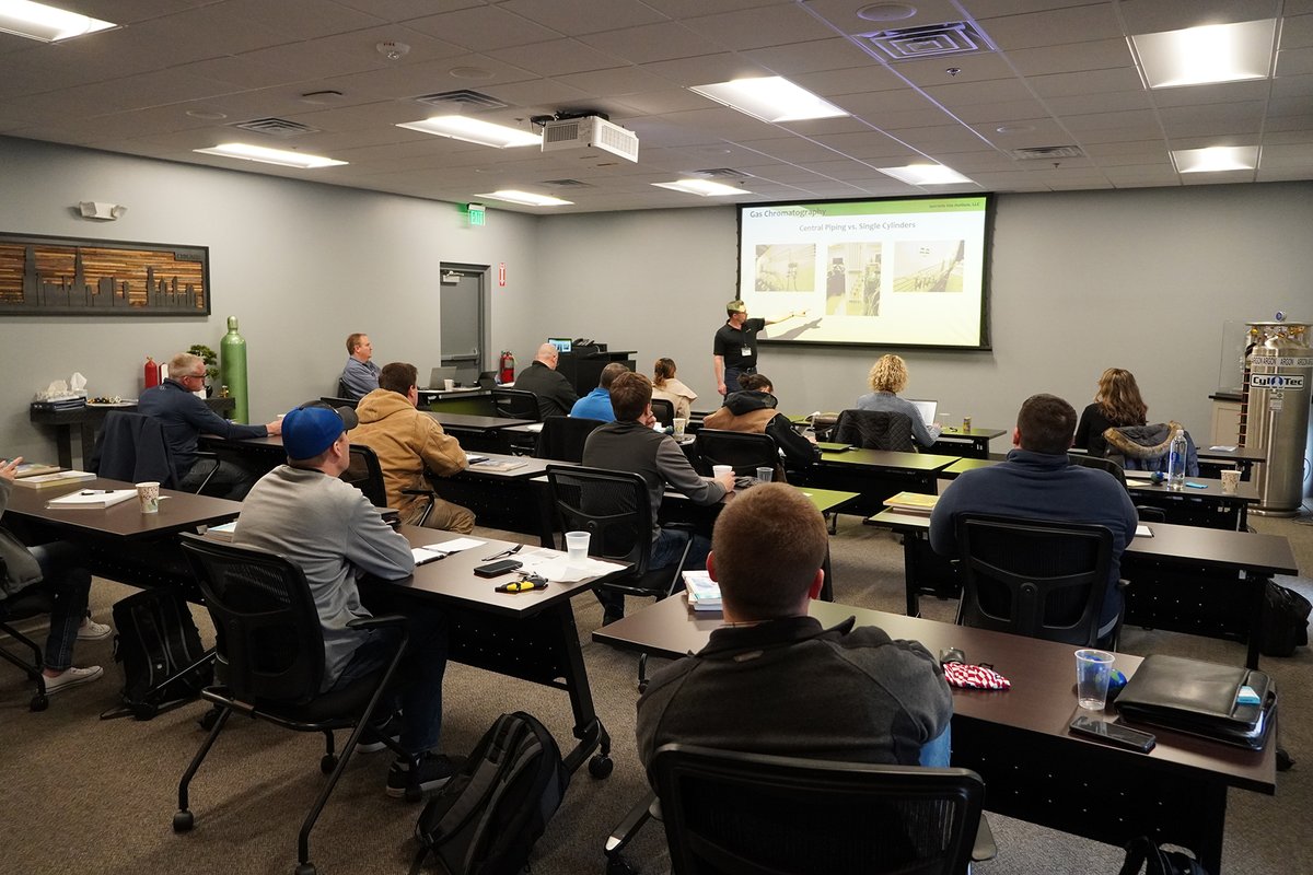 cyltec's tweet photo. Students at the Spec Gas Training Seminar got a special treat this week by being the 1st group to see the new training #lab. Designed as a teaching tool by Ray Borzio &amp; Greg Lewis, the lab contains vital instruments that can measure &amp; calibrate high purity #specialtygases. https://t.co/QbVXSjDHTm