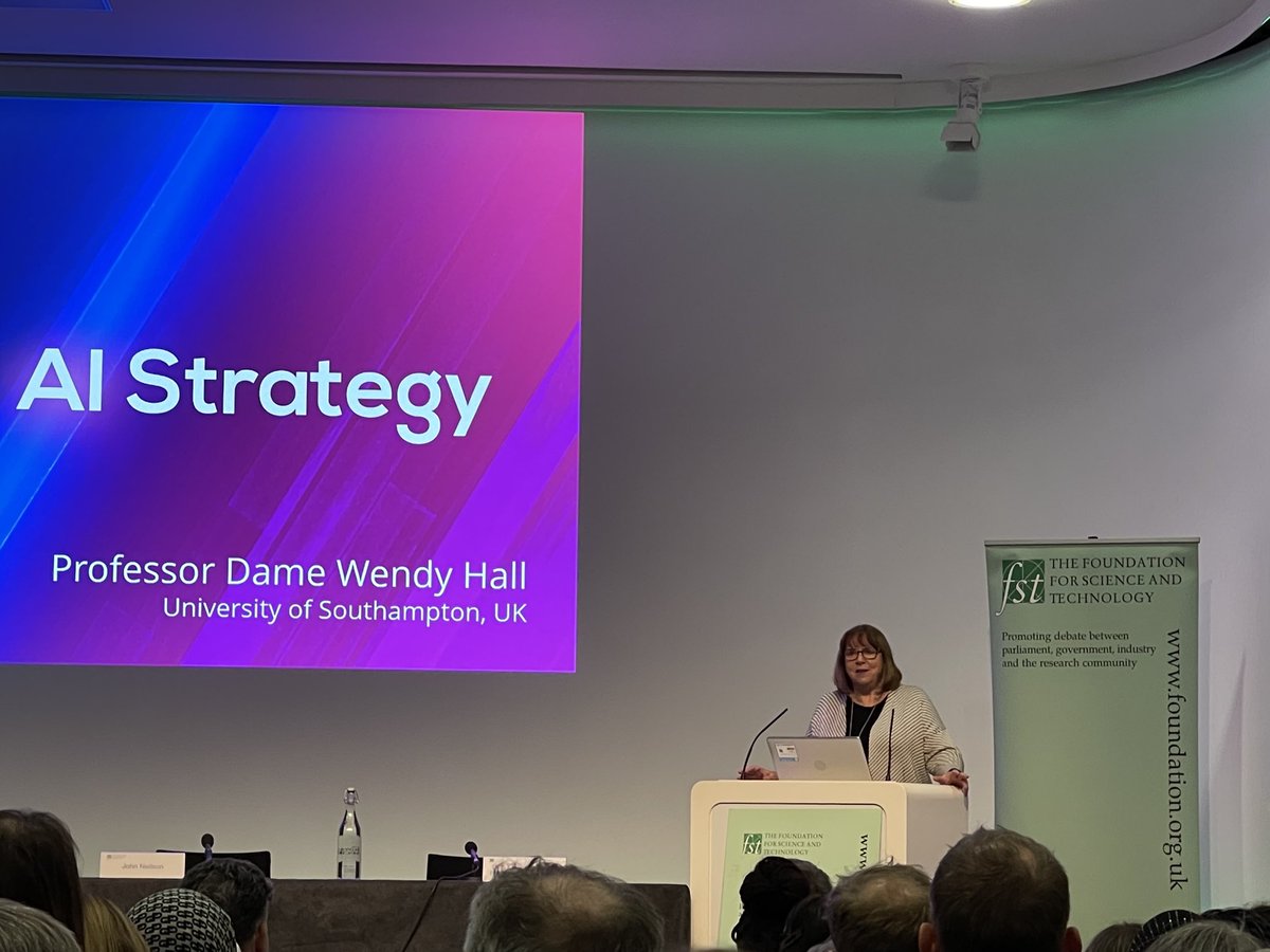 jobsworth's tweet photo. Now listening to Professor Wendy Hall @DameWendyDBE kicking off this evening’s session, introducing the National AI Strategy #fstAI #RoyalSociety https://t.co/lMAKFXaRiy