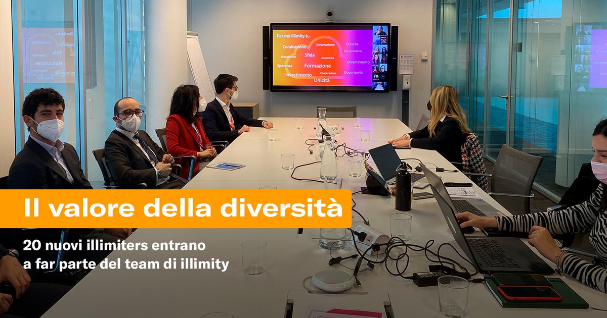 illimitybank's tweet photo. La diversità è il motore di innovazione in illimity. Le parole con le quali i 20 nuovi illimiters di febbraio hanno definito l’azienda rappresentano questa eterogeneità. Dalla #condivisione dei valori, dalla #cooperazione e dalla #libertà di creare, derivano performance #uniche. https://t.co/rgOIPkWouU