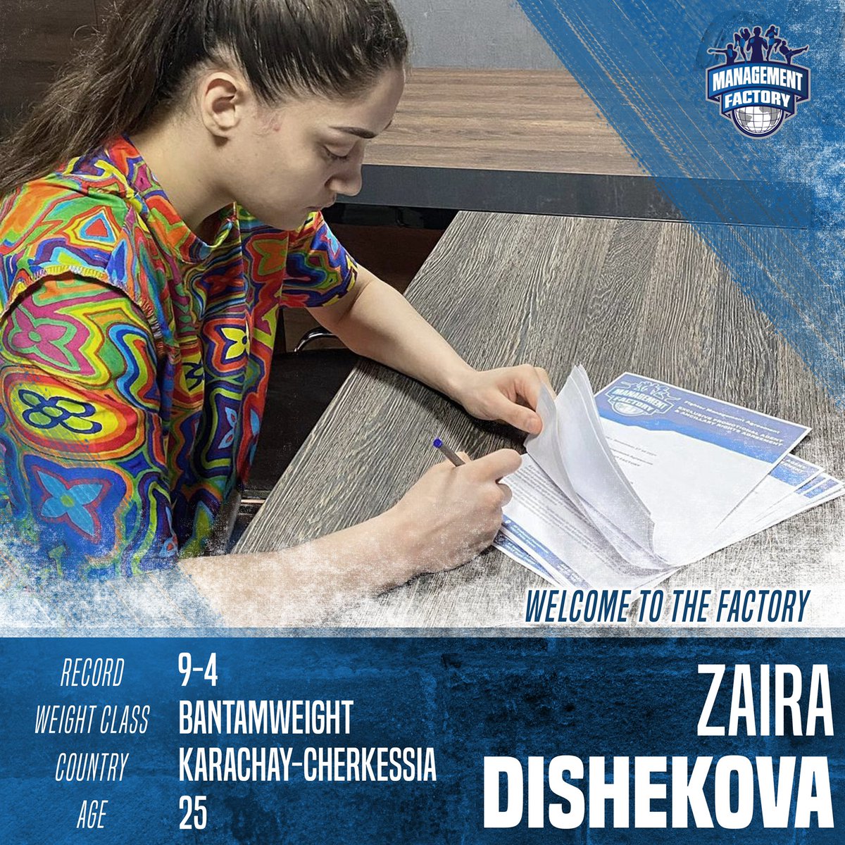 mgmtfactory's tweet photo. 🚨 NOUVELLE SIGNATURE 🚨
Zaira Dishekova fait confiance au Management Factory pour gérer la suite de sa carrière en MMA. 🤝
Avec un record de 9-4, Zaira est classée 39ème dans le classement bantamweight mondiale de Tapology. 🤩
#WelcomeToTheFactory https://t.co/cE49EYURkZ