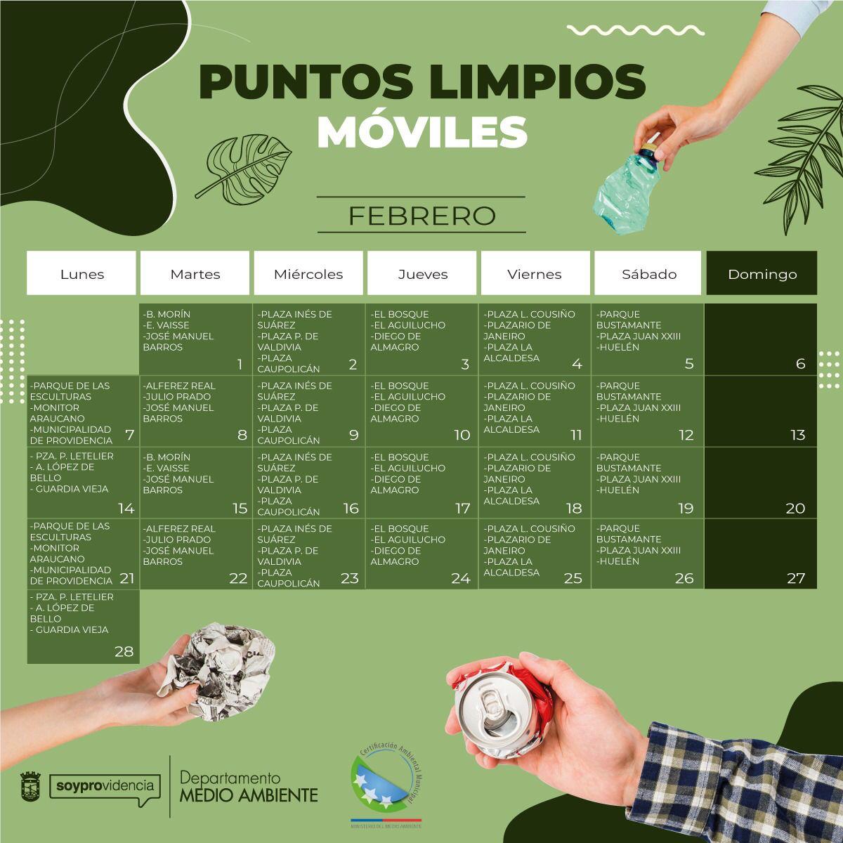Muni_provi's tweet photo. CALENDARIO PUNTO LIMPIO MÓVIL 🚛♻️
¡Recicla! conoce donde se ubican nuestros puntos limpios móviles. Desliza la imagen hacia la izquierda 👀, lleva tus residuos limpios, secos y aplastados. Revisa horarios y ubicación 👉https://t.co/MKxuyRkHsR.
#ProviVerde #MedioAmbiente https://t.co/1RXTOXPCk0