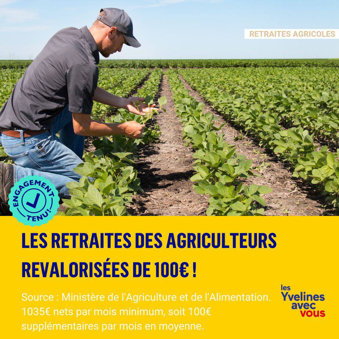 Renaissance_78's tweet photo. Comme promis par @J_Denormandie, les retraites des agriculteurs sont revalorisées de 100 €, en moyenne. #avecvous https://t.co/aREVRUK0Eg