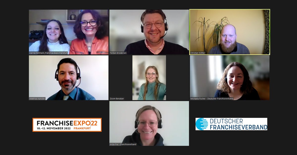 FranchiseExpo22's tweet photo. Heute gab es wieder ein nettes virtuelles Teammeeting mit unserem Hauptpartner @DFVBerlin .
Die FEX22 rückt näher ➡ nur 258 Tage 😉
#FEX22 #franchise #franchising #selbstständigkeit #selbstständig #messefrankfurt #DFV https://t.co/UIvQgl2zyn
