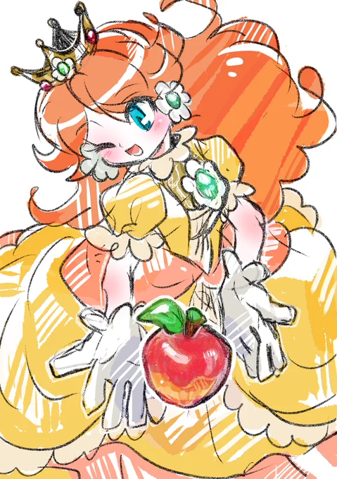 #PrincessDaisy #デイジー姫 #らくがき #SuperMario #イラスト #林檎 マリオの世界のアップル🍎凄い好きです。 