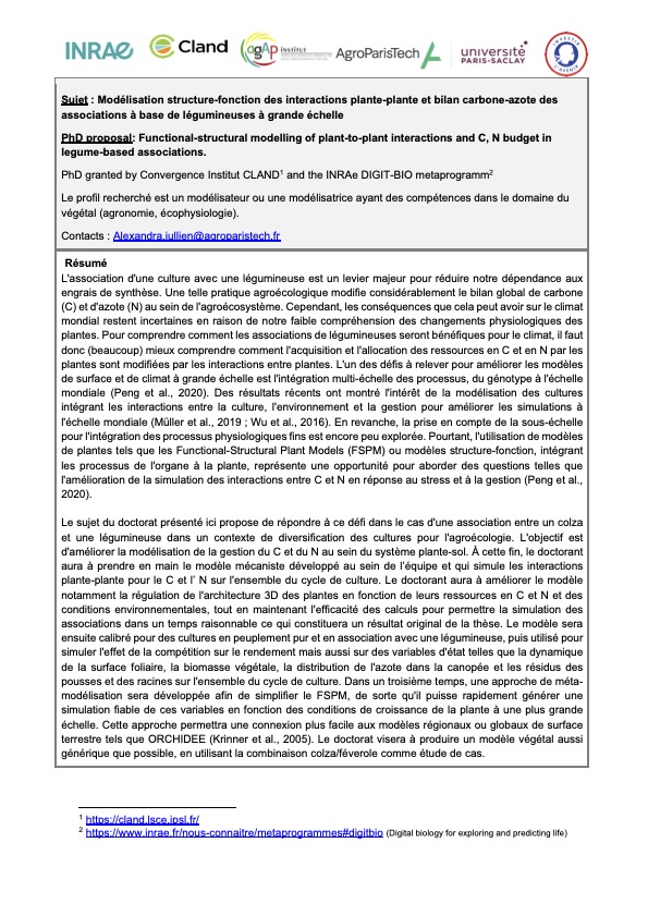 Nous recrutons un.e doctorant.e sur la modélisation des associations colza/légumineuses pour l'agroécologie! <a href="/CLAND_saclay/">CLand</a> @agrocampusouest @fspm2020 <a href="/ModStatSAP/">ModStatSAP Network</a> @cefemontpellier @Al1Fort <a href="/agroecologie/">agroecologie montp</a> <a href="/UMRAgroecologie/">UMRAgroecologie</a>