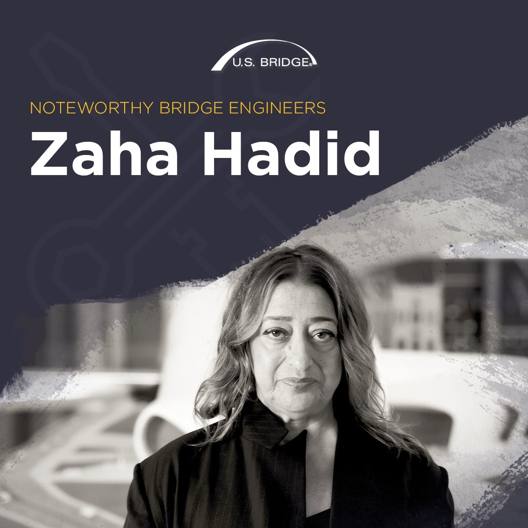 usbridge's tweet photo. In honor of #EngineersWeek, we're going to share some important and influential #bridgeengineers in the industry. 🌉

#ZahaHadid was an influential British-Iraqi architect who was the first woman who received Pritzker Architecture Prize! 🏆🇮🇶 https://t.co/q0KjB0urx0
