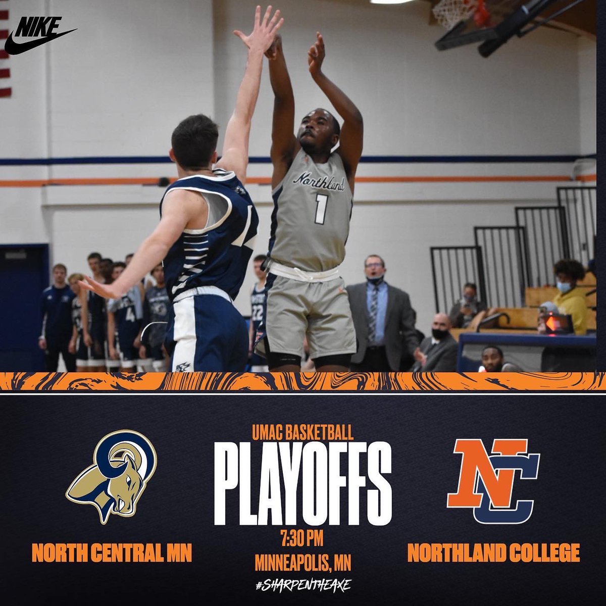 NorthlandHoops's tweet photo. It’s Playoff Time! Tonight, we head down to Minneapolis, MN for a UMAC quarterfinal showdown with North Central. 7:30pm. Catch the live video here: https://t.co/z14Po8NCoO
#ProcessForProgress https://t.co/Gu4hhEFApO
