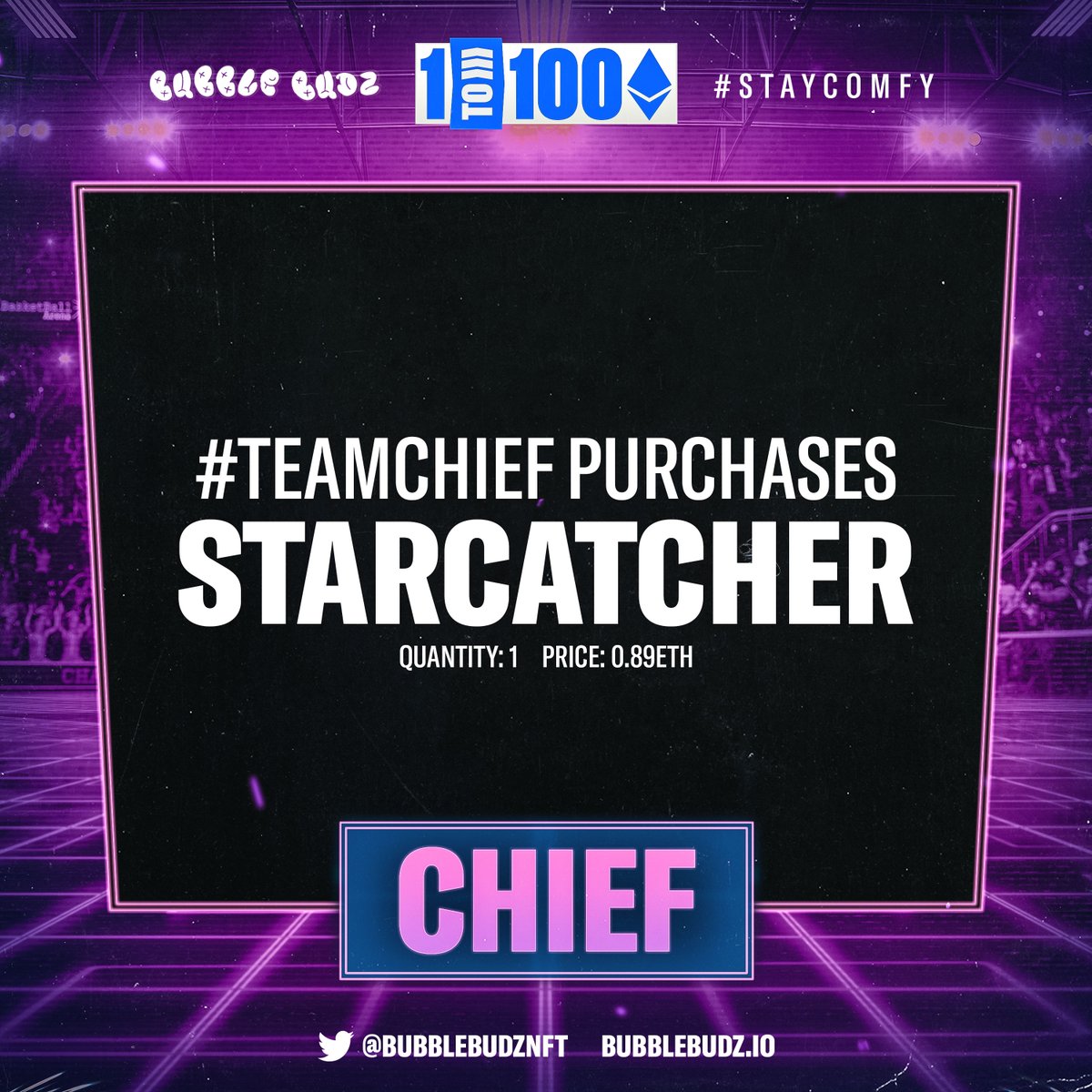 bubblebudzNFT's tweet photo. Also making their first purchase in the 1 to 100 ETH challenge, #teamchief has gone for a full degen play - using 0.89 of their 1 ETH straight away.
Is it the right move? Tune into the Bubble Budz Discord today for the first #teamchief episode. https://t.co/Sg4uSgwJRg