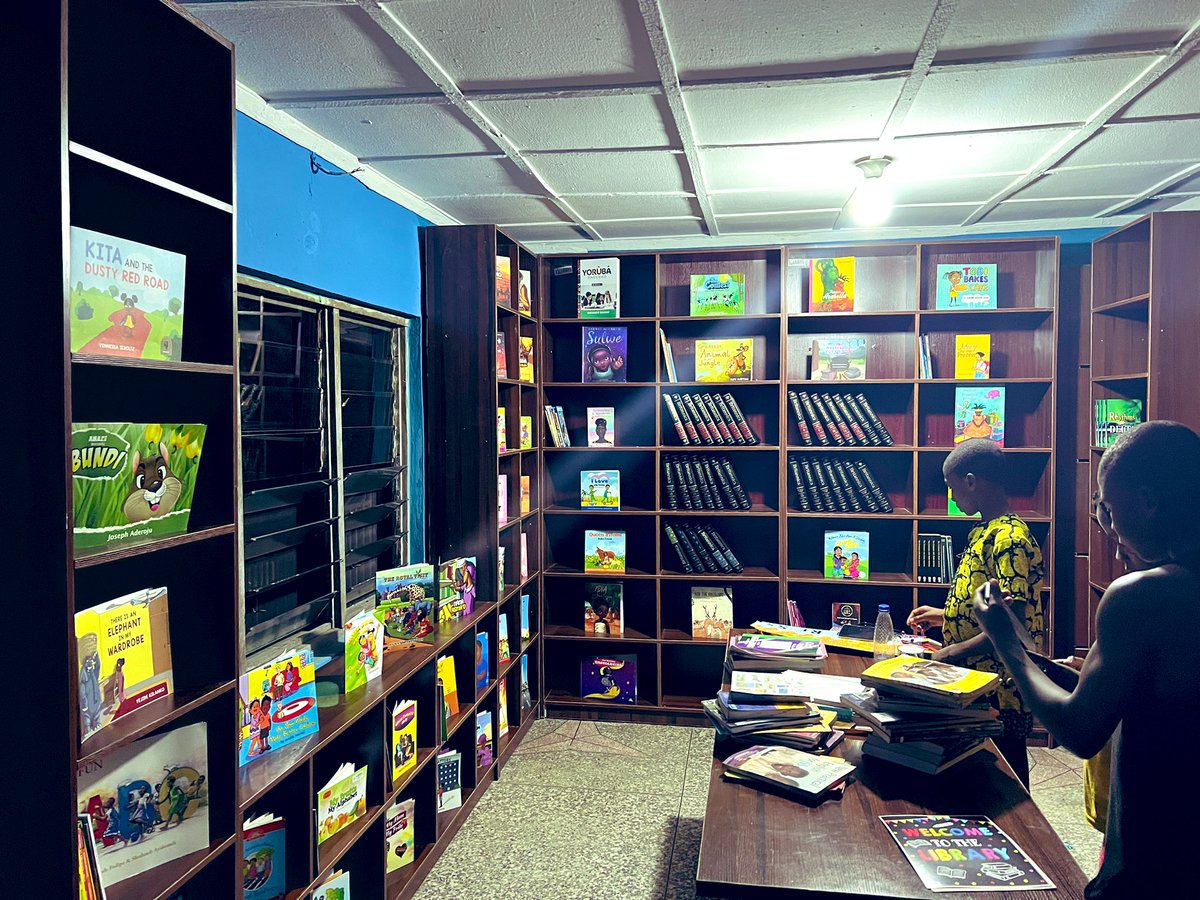 AyaFubaraEneli's tweet photo. Day 10. From that to this! Almost can’t believe we pulled this off. Thanks to an incredible team of donors in the US, Port Harcourt and Lagos coming together on a vision. We are changing lives for the better! #OpoboLibraryInitiative #emmajohnsondirigowari https://t.co/YI7NfeccQT