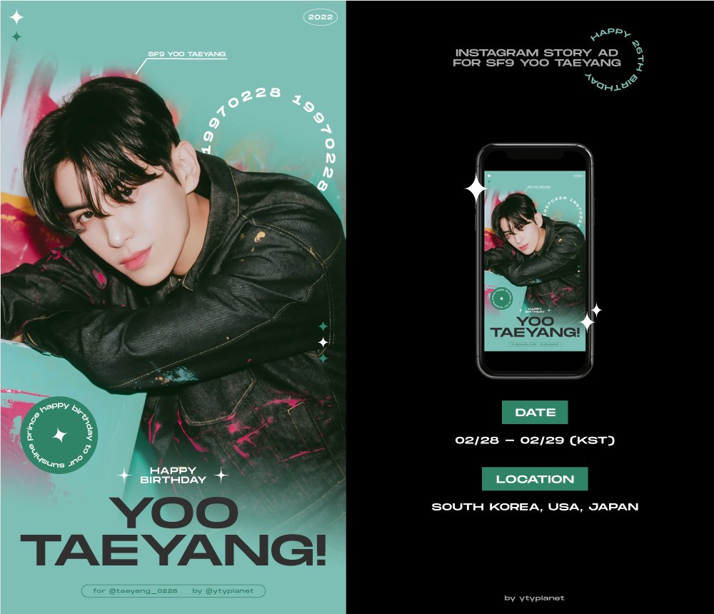 ytyplanet's tweet photo. 𝐡𝐚𝐩𝐩𝐲 𝐲𝐨𝐨 𝐭𝐚𝐞𝐲𝐚𝐧𝐠 𝐝𝐚𝐲 *.🌞˚

태양이의 생일을 축하하기 위해 
인스타그램 스토리 광고를 진행합니다!
많은 인증&amp;태그 부탁드려요♡

i'll be running an instagram story ad for taeyang's birthday!
please lmk if you see it &amp; feel free to tag me♡

#SF9 #유태양 #YOOTAEYANG https://t.co/eROIO6fOhM