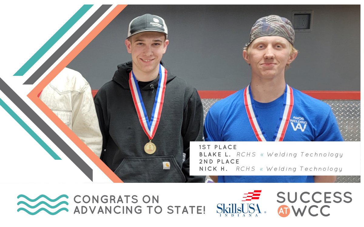 Congrats to our Welding students for placing in the top 2 places at the regional SkillsUSA competition held at Lincoln Tech in Indianapolis. Both will advance to the State competition!