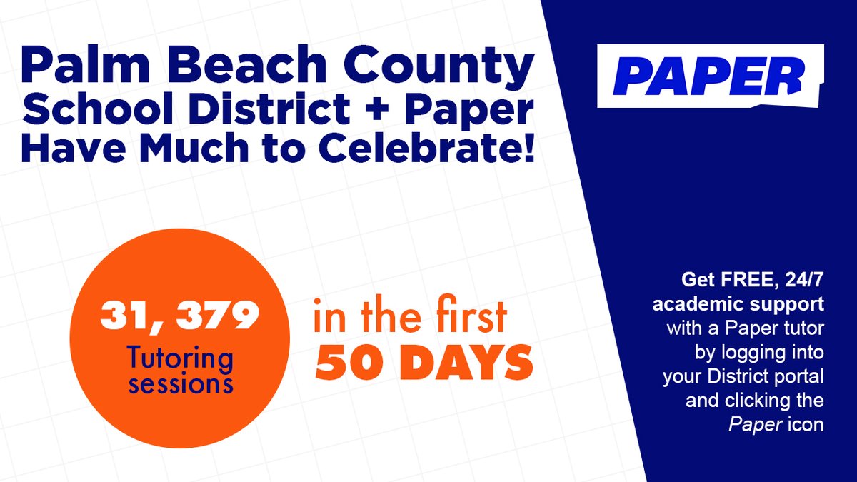 jbarenburg's tweet photo. @pbcsd + @paperlearning = 31,379 FREE tutoring sessions in the first 50 days.

I'd say, "it's just math," but it's so much more. https://t.co/HekoOiJqgd