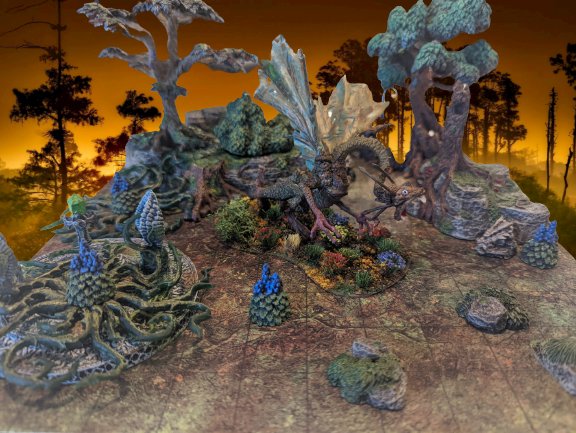 TTRPG_Ben's tweet photo. It's finished. Miniature from @reapermini, terrain from @dwarvenforge https://t.co/c8TlRz62oi
