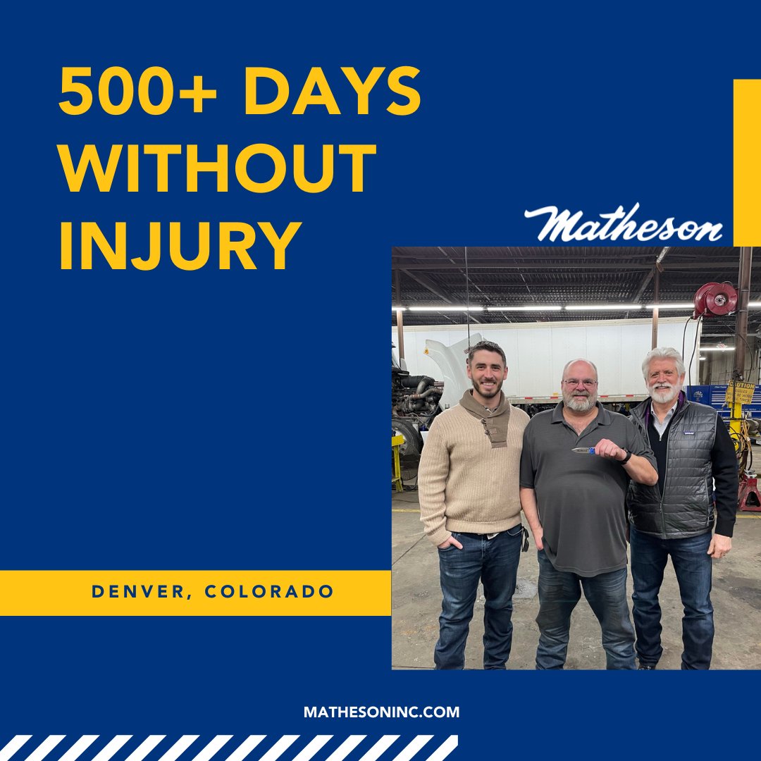 Matheson_Inc's tweet photo. Matheson is proud to announce that as of February 10th, our Denver Terminal has gone 500+ days without an injury!

Read more: https://t.co/E8r8oJZcwM https://t.co/ywpJybef8B