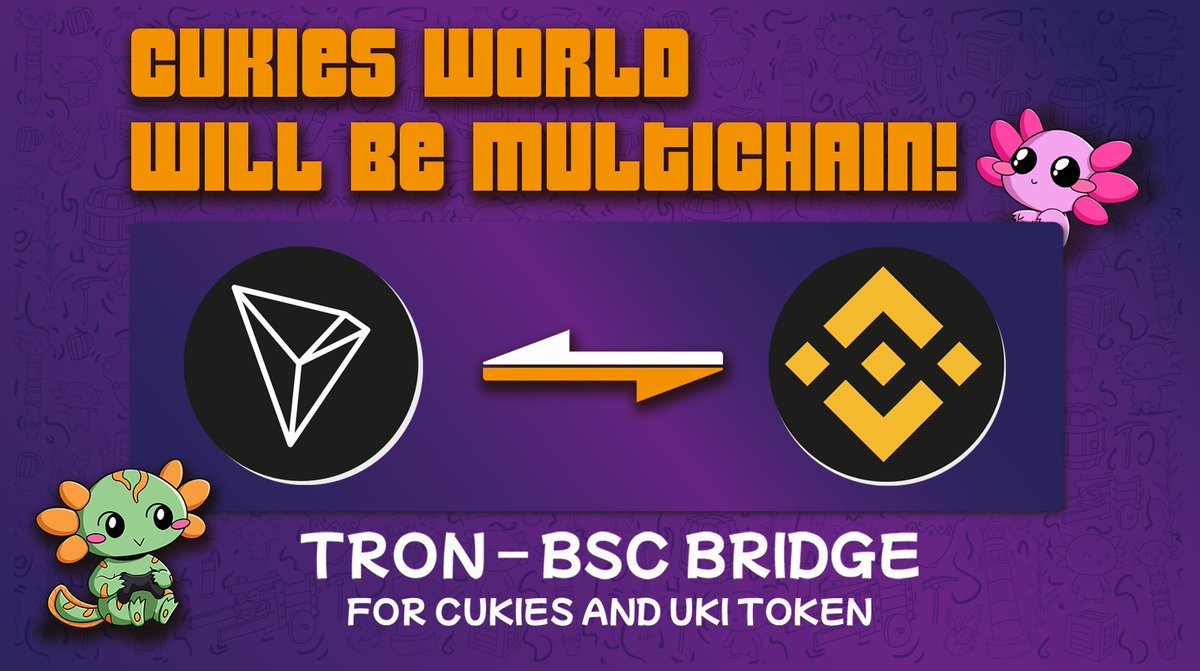 cukiesworld's tweet photo. Cukies World will be Multichain! 🤩🥳😍

We are thrilled to announce that we are working on a Tron - #BSC bridge! 🚀🚀🚀

Let's welcome @Binance community to Cukiland! 🤗🥰

Read more:
https://t.co/WBN7KNulAA

#NFT #PlayToEarn #Metaverse #NFTs #BSCGemAlert #BSC #Binance #BSCGem https://t.co/zcyNzfecSC