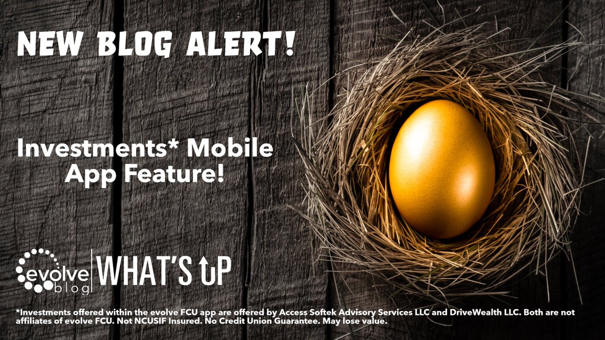 evolveFCU's tweet photo. 🔊Blog Alert! Now you can easily set up a diversified investment account or choose from a selection of other investment services, all from your evolve FCU mobile app! 📱📈

Learn How 👉https://t.co/7ZDFF7VZP6

#evolvefcu #whatsup #creditunion #elpasotx #elpaso915 https://t.co/sL5nhZby2K