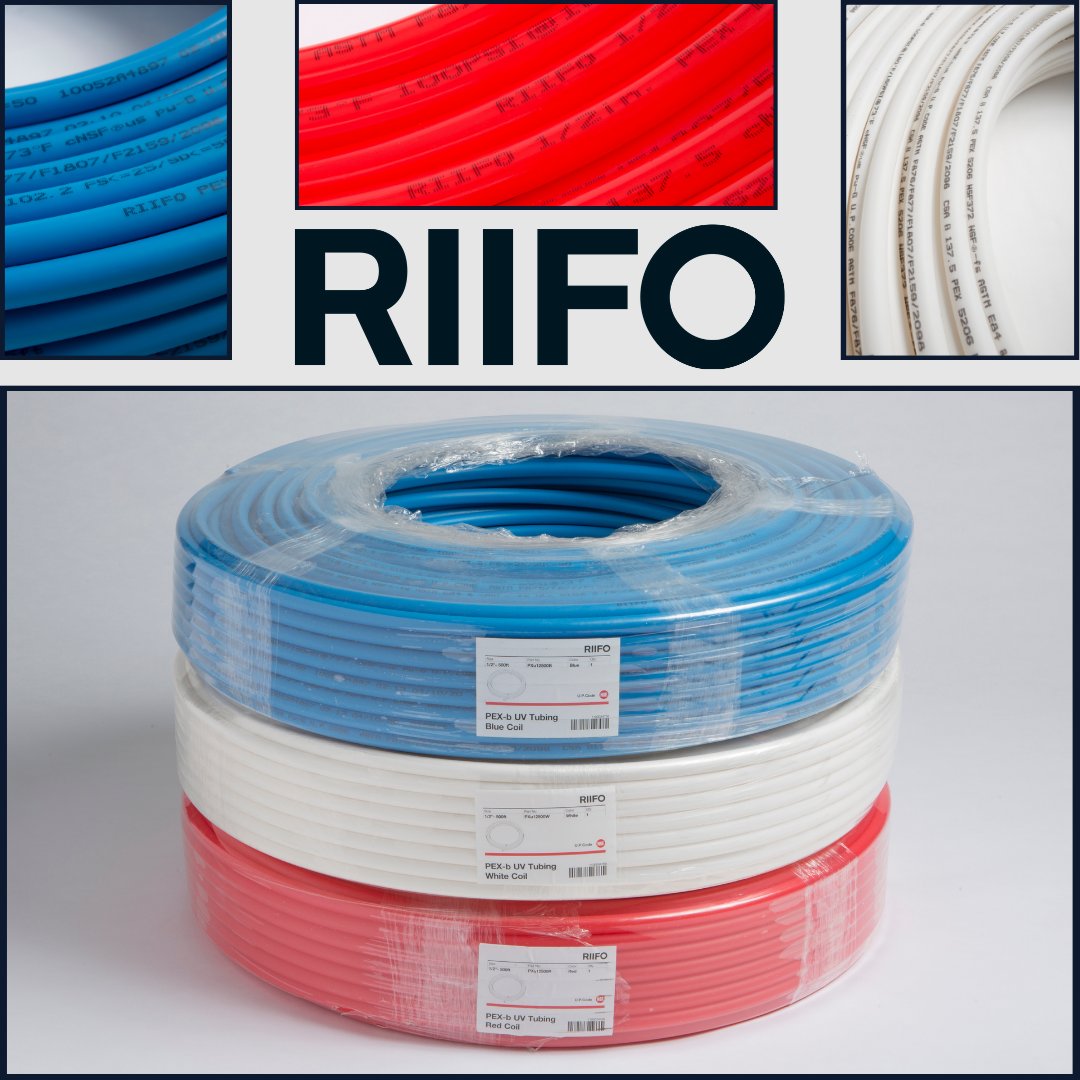 RiifoA's tweet image. From a wide selection of PEX-A, PEX-AL-PEX, PEX-b and fittings, you can be assured that RIIFO will have
the plumbing solutions you need at just the right price!
#PlumbingSolutions #PexTubing #PEXbTubing
#PexTubing #PlumbingSolutions
#PexPipes #Plumbing #Pipe #HVAC
#Heating