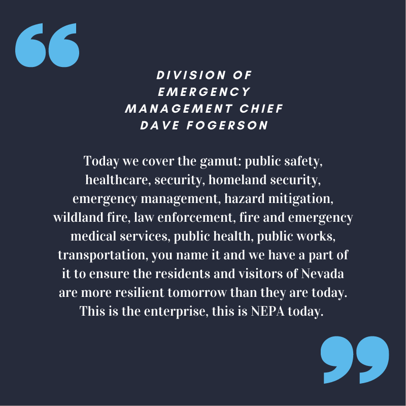 EmergencyPrepNV's tweet photo. DEM Chief Fogerson delivering his opening speech.
#NVPS2022 #Prepsummit #BridgingGenerations #SecuringNevadasFuture #NEPA #Creatingabettertomorrow #BuildingAMoreResilientNevada #JoinNEPANow #EmergencyManagement#BuildingConnections https://t.co/4C60XX66uR